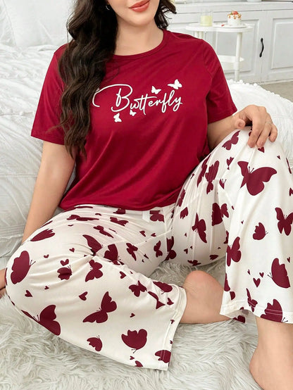 Plus Size Women's Printed Pajama Set