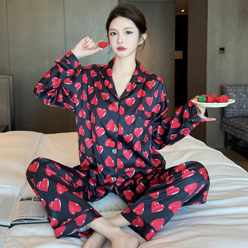 Women's Polka Dot Ice Silk Pajama Set