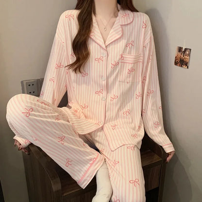 Women's Striped Pajama Set Soft Two-Piece Sleepwear