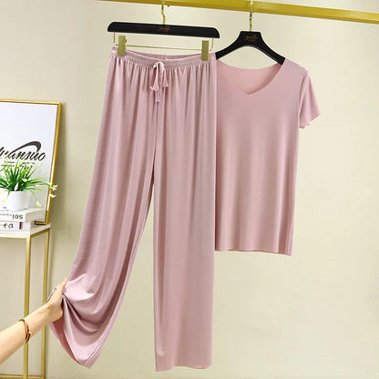 Women's Summer Top & Wide Leg Pants Set