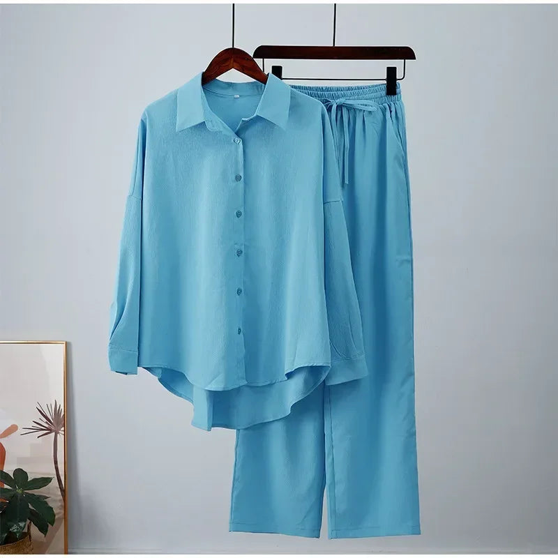 Women's Boho Maxi Shirt & Wide Leg Pants Set