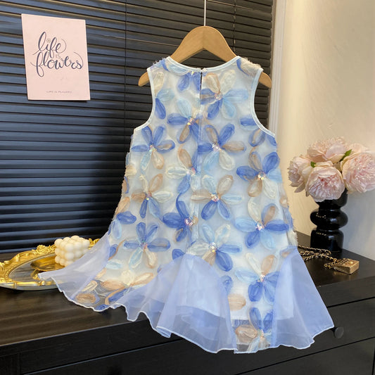 Girls Sleeveless Princess Dress | Flower Sequin | Summer