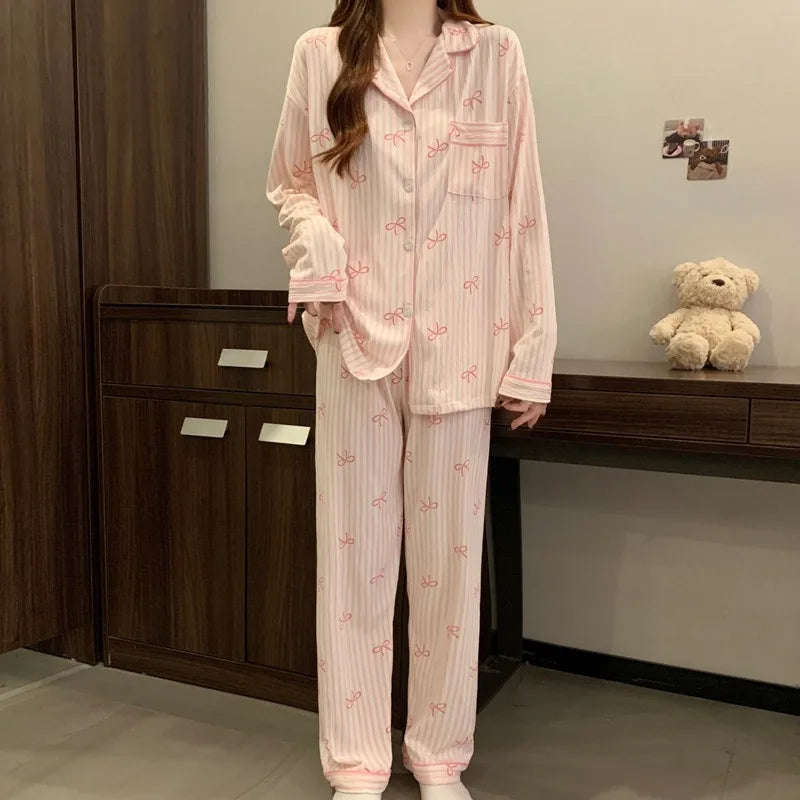 Women's Striped Pajama Set Soft Two-Piece Sleepwear
