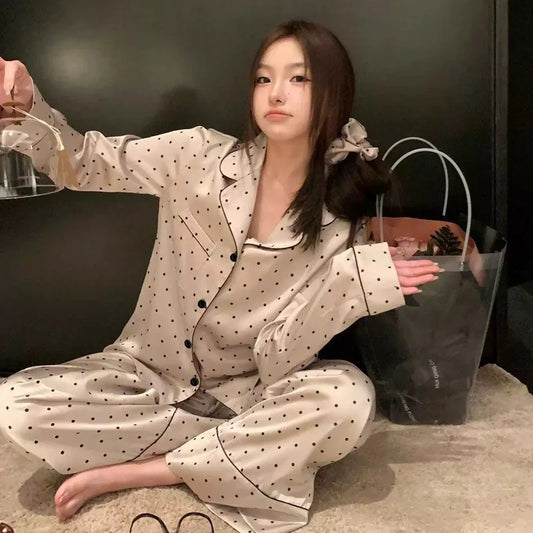 Women's Polka Dot Ice Silk Pajama Set