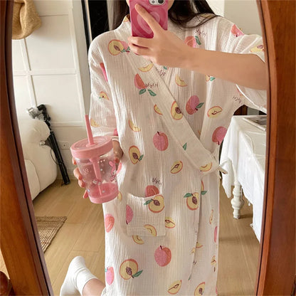 Women's Cotton Night Robe – Half Sleeve Dressing Gown