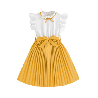 irls White & Khaki Party Dress with Bow (8–12Y) ✨