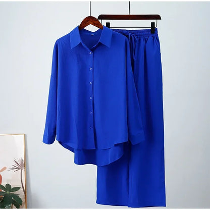 Women's Boho Maxi Shirt & Wide Leg Pants Set