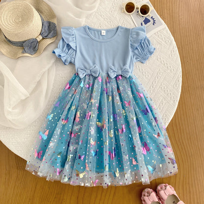 Girls Butterfly Mesh Princess Dress