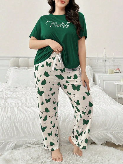 Plus Size Women's Printed Pajama Set