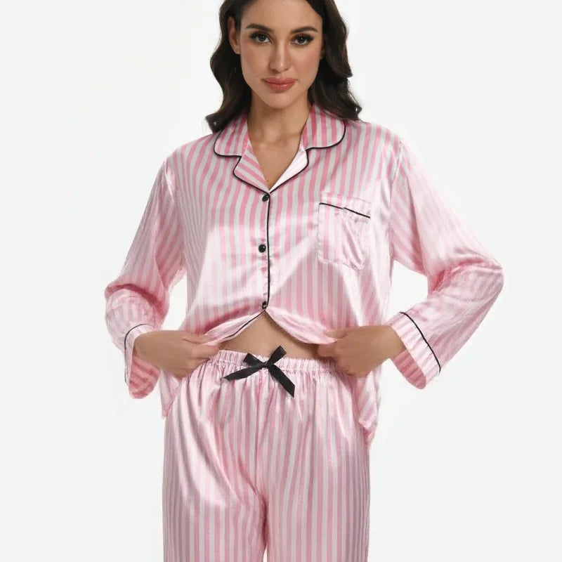 Women's Leopard Print Ice Silk Pajama Set
