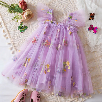 Girls Floral Mesh Dress | Flower Girl Dress 🌸