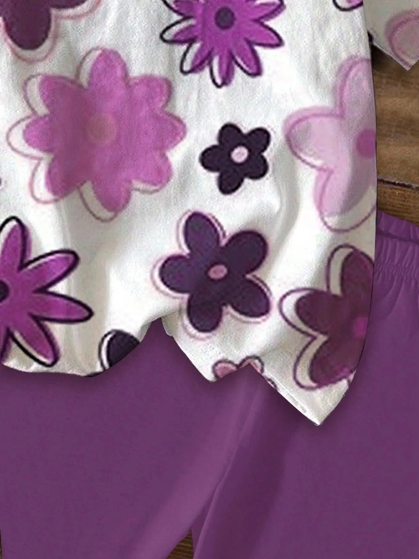Girls Purple Floral 2-Piece Shorts Set
