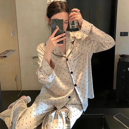 Women's Polka Dot Ice Silk Pajama Set