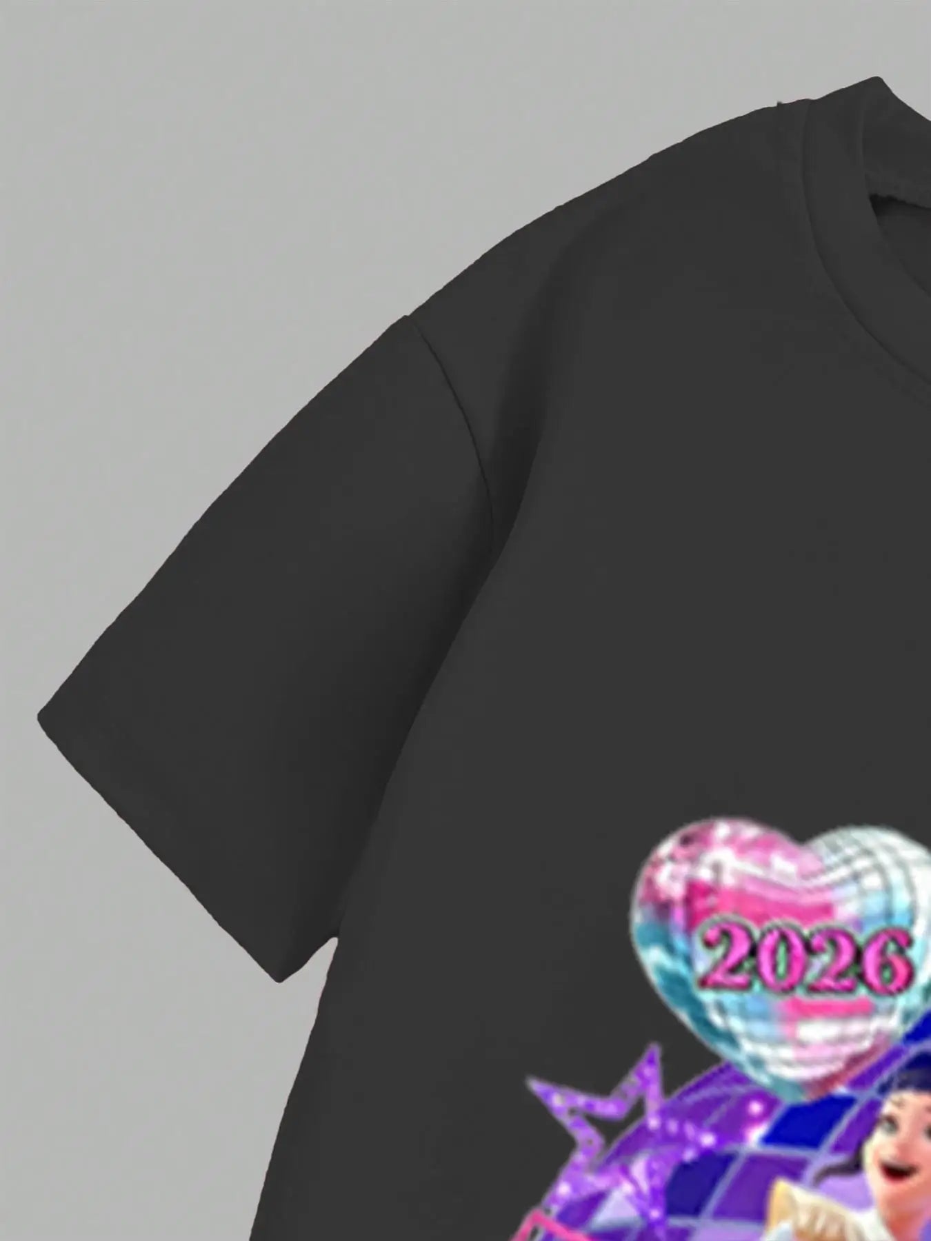 Girls Black Graphic Tee & Star Flared Pants Set