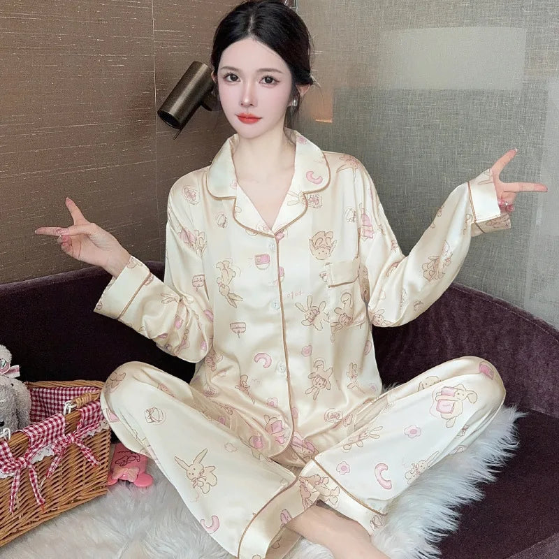Women's Polka Dot Ice Silk Pajama Set