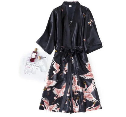 Sexy Women 2PC Silky Nightwear Gown Set V-Neck Pajama Sleepwear