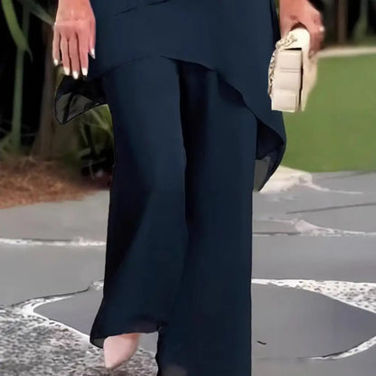 Women's Chiffon Top & Wide Leg Pants Set