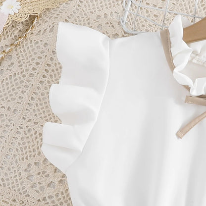 irls White & Khaki Party Dress with Bow (8–12Y) ✨