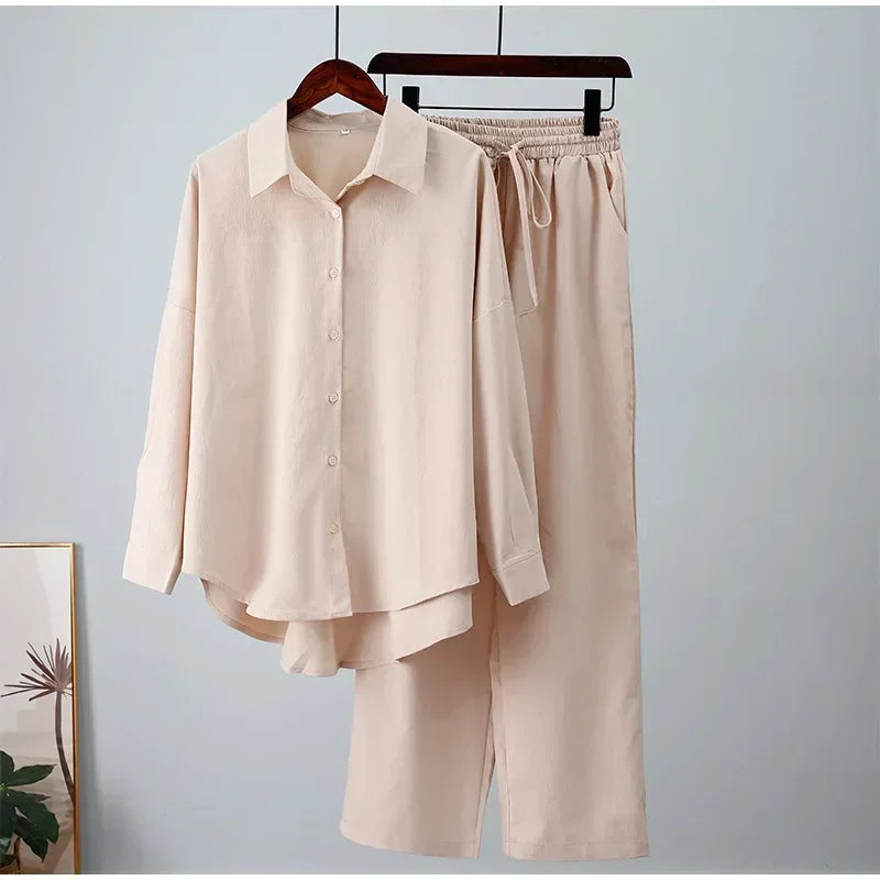 Women's Boho Maxi Shirt & Wide Leg Pants Set