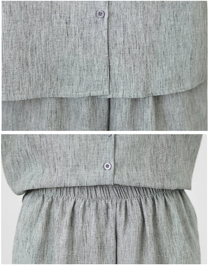 Women's Linen Blouse & Wide Leg Pants Set