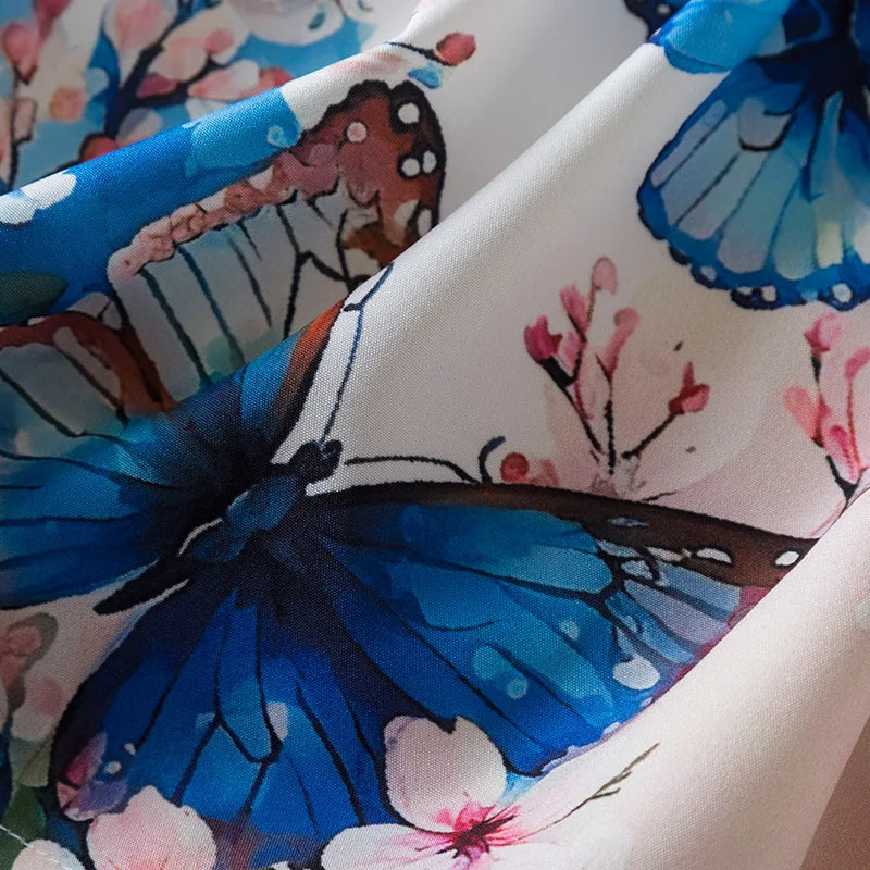 Girls 3–7Y Butterfly Print Casual Summer Dress