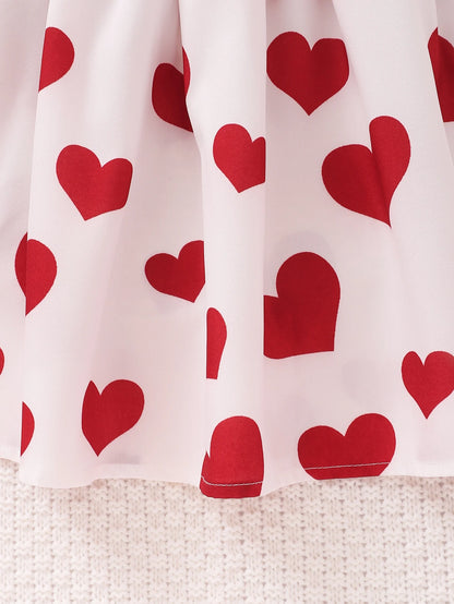 2026 Girls Red Heart Princess Dress